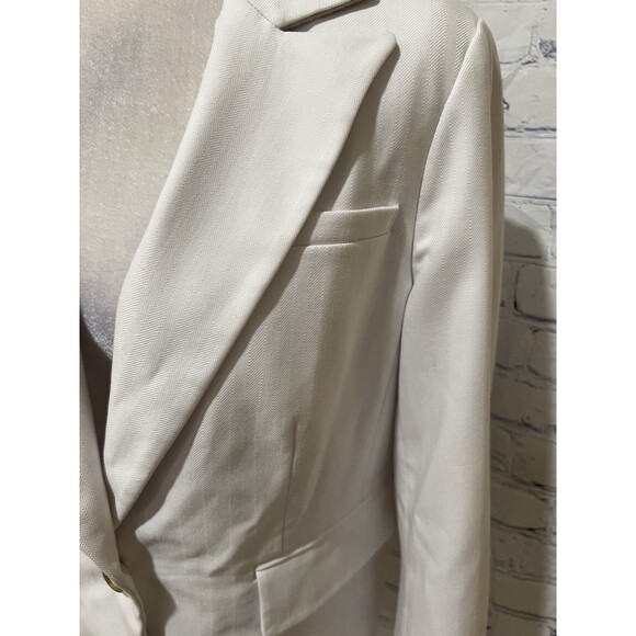 Banana Republic Herringbone Single Button Blazer Off White Rayon Blend Size 8 - Picture 2 of 7